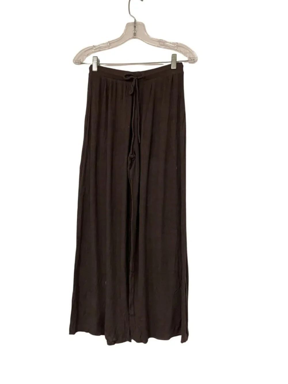 Oysho Womens Pants Small Brown Drawstring Waist Wide Leg Lounge 0306/783 NWT